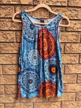 10/$25 • Bohemian Blue & Orange Mandala Tunic